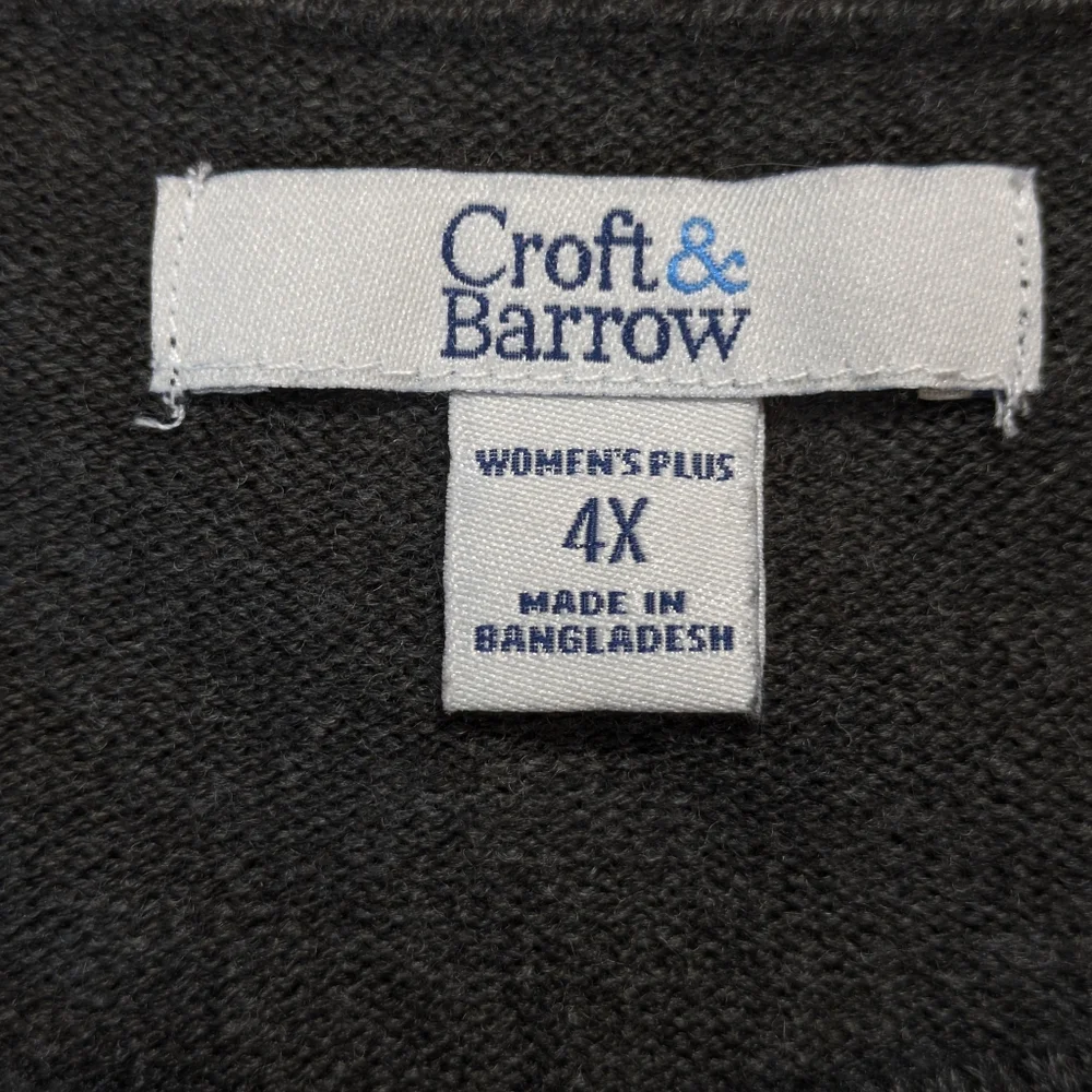 Croft & Barrow Women's Argyle Cardigan Charcoal Red Preppy Academia Classic 4X - Picture 7 of 9